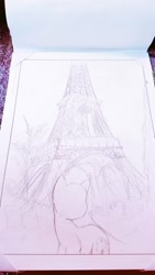 Size: 576x1024 | Tagged: safe, artist:lucas_gaxiola, imported from derpibooru, oc, oc only, earth pony, pony, earth pony oc, eiffel tower, irl, lineart, male, photo, solo, stallion, traditional art