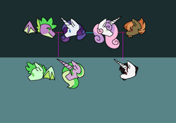 Size: 1000x700 | Tagged: safe, artist:tvrret, imported from derpibooru, button mash, rarity, spike, sweetie belle, oc, dracony, hybrid, family tree, female, interspecies offspring, male, offspring, parent:button mash, parent:rarity, parent:spike, parent:sweetie belle, parents:sparity, parents:sweetiemash, shipping, sparity, straight, sweetiemash