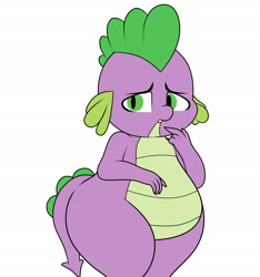 Size: 2340x2502 | Tagged: safe, artist:airsicksubset, artist:blitzyflair, deleted from derpibooru, imported from derpibooru, spike, dragon, chubby, chubby spike, fat, fat spike, male, plump, simple background, solo, wide hips