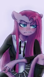 Size: 1280x2261 | Tagged: safe, artist:wimsie, imported from derpibooru, pinkie pie, anthro, clothes, delinquent, female, pinkamena diane pie, schoolgirl, solo