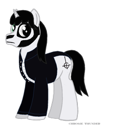 Size: 1500x1692 | Tagged: safe, artist:lonewolf3878, imported from derpibooru, oc, oc only, pony, unicorn, clothes, face paint, ghost (band), jacket, male, papa emeritus iii, ponified, simple background, solo, transparent background