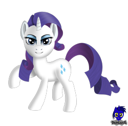 Size: 3340x3285 | Tagged: safe, artist:damlanil, imported from derpibooru, rarity, pony, unicorn, cute, female, horn, looking at you, makeup, mare, raised hoof, shiny mane, simple background, smiling, solo, transparent background, watermark