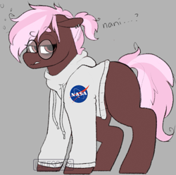 Size: 605x601 | Tagged: safe, artist:liefsong, imported from derpibooru, oc, oc only, oc:middy, earth pony, clothes, glasses, hoodie, patreon, simple background, tired