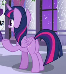 Size: 375x418 | Tagged: safe, imported from derpibooru, screencap, rarity, twilight sparkle, alicorn, the summer sun setback, butt, cropped, plot, twilight sparkle (alicorn)