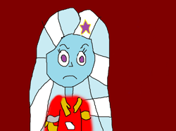 Size: 920x689 | Tagged: safe, artist:mjegameandcomicfan89, imported from derpibooru, trixie, human, equestria girls, 1000 hours in ms paint, angry, eyelashes, female, red background, simple background, solo, unhappy, wat