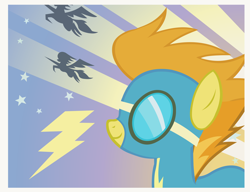 Size: 7996x6141 | Tagged: safe, artist:the-mystery-of-doom, imported from derpibooru, spitfire, pegasus, pony, bust, clothes, female, flying, goggles, mare, poster, uniform, vector, wonderbolts uniform