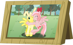 Size: 5182x3207 | Tagged: safe, alternate version, artist:the-mystery-of-doom, imported from derpibooru, oc, pegasus, pony, background removed, crossover, cuddles (happy tree friends), cute, giggles (happy tree friends), happy tree friends, hnnng, hug, picture frame, ponified, simple background, transparent background