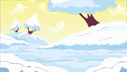 Size: 1600x908 | Tagged: safe, artist:the-mystery-of-doom, imported from derpibooru, season 1, winter wrap up, background, cloud, no pony, resource, snow, tree, vector