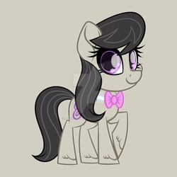 Size: 1600x1600 | Tagged: safe, artist:missbramblemele, artist:missmele-madness, imported from derpibooru, octavia melody, pony, chibi, deviantart watermark, female, gray background, obtrusive watermark, simple background, solo, watermark