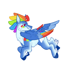Size: 1280x1280 | Tagged: safe, artist:acidicbarkbeast, imported from derpibooru, rainbow dash, pegasus, pony, colored wings, female, flying, hooves, mare, multicolored wings, rainbow wings, simple background, smiling, solo, transparent background, wings
