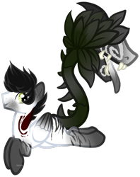 Size: 725x916 | Tagged: safe, artist:axolotlshy, deleted from derpibooru, imported from derpibooru, oc, oc only, cow plant pony, monster pony, original species, plant pony, augmented tail, fangs, male, plant, prone, simple background, smiling, thorn, thorns, tongue out, transparent background, wings