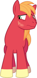 Size: 590x1237 | Tagged: safe, artist:jeatz-axl, edit, editor:slayerbvc, imported from derpibooru, vector edit, big macintosh, earth pony, pony, blushing, looking down, male, missing accessory, shorn fetlocks, simple background, solo, stallion, transparent background, uncomfortable, vector