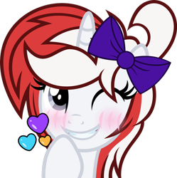 Size: 1280x1286 | Tagged: safe, artist:fuzzybrushy, imported from derpibooru, oc, oc only, oc:stock piston, pony, adorable face, blushing, bow, cute, heart, show accurate, simple background, solo, transparent background, vector