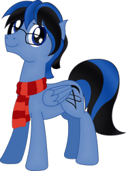 Size: 1439x1944 | Tagged: safe, artist:soulakai41, imported from derpibooru, oc, oc only, oc:thornquill, pegasus, pony, clothes, glasses, male, scarf, simple background, solo, stallion, transparent background
