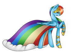 Size: 2943x2038 | Tagged: safe, artist:midfire, imported from derpibooru, rainbow dash, pegasus, pony, clothes, cute, dashabetes, dress, female, folded wings, gala dress, mare, raised hoof, simple background, smiling, solo, transparent background, wings