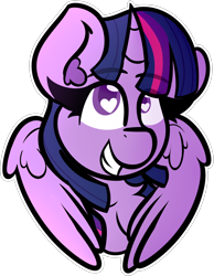 Size: 1200x1543 | Tagged: safe, artist:theawkwarddork, imported from derpibooru, twilight sparkle, alicorn, pony, female, heart eyes, simple background, solo, sticker, transparent background, twilight sparkle (alicorn), wingding eyes