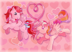 Size: 1206x875 | Tagged: safe, artist:conphettey, imported from derpibooru, heart throb, locket (g1), pegasus, pony, female, g1, heart, love, younger