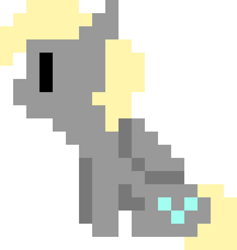 Size: 1890x1995 | Tagged: safe, anonymous artist, artist:theglitchedwolf, derpibooru exclusive, imported from derpibooru, derpy hooves, pegasus, pony, female, mare, pixel art, simple background, sitting, solo, white background