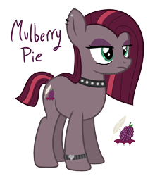 Size: 1950x2213 | Tagged: safe, artist:cherrycandi, imported from derpibooru, oc, oc only, oc:mulberry pie, earth pony, pony, base used, bracelet, choker, ear piercing, eyeliner, eyeshadow, female, goth, jewelry, makeup, offspring, parent:cheese sandwich, parent:pinkie pie, parents:cheesepie, piercing, simple background, solo, transparent background