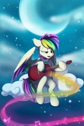 Size: 1078x1627 | Tagged: safe, artist:melodis, imported from derpibooru, oc, oc only, oc:aurora harmony, pegasus, cloud, music, music notes, night, singing