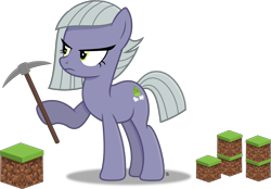 Size: 3229x2243 | Tagged: safe, artist:anime-equestria, imported from derpibooru, limestone pie, earth pony, pony, angry, blocks, female, mare, minecraft, minecraft block, pickaxe, simple background, solo, transparent background, vector