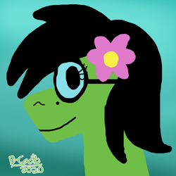 Size: 1000x1000 | Tagged: safe, artist:b-cacto, imported from derpibooru, oc, oc only, oc:prickly pears, pony, 1000 hours in gimp, flower, flower in hair, glasses, looking at you, mole, quality, solo