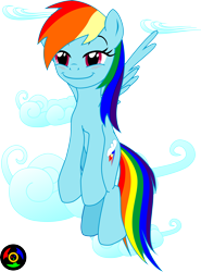 Size: 4523x6124 | Tagged: safe, artist:kyoshyu, imported from derpibooru, rainbow dash, pony, cloud, flying, simple background, smiling, transparent background