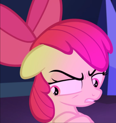 Size: 890x937 | Tagged: safe, imported from derpibooru, screencap, apple bloom, pony, growing up is hard to do, apple bloom is not amused, cropped, crossed hooves, female, floppy ears, solo, unamused