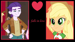 Size: 774x440 | Tagged: safe, artist:3d4d, imported from derpibooru, applejack, dirk thistleweed, equestria girls, equestria girls series, how to backstage, spoiler:eqg series (season 2), accountibilibuddies: rainbow dash, appledirk, female, male, meme, shipping, shipping domino, straight