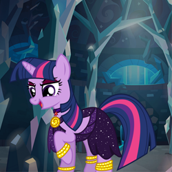 Size: 1400x1400 | Tagged: safe, artist:katya, artist:xpesifeindx, imported from derpibooru, twilight sparkle, pony, unicorn, clothes, dress, evil, female, mirror universe, solo