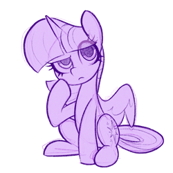 Size: 1698x1698 | Tagged: safe, artist:dawnfire, imported from derpibooru, twilight sparkle, alicorn, pony, cute, eye clipping through hair, female, frown, looking up, mare, monochrome, simple background, sitting, sketch, solo, spread wings, thinking, twiabetes, twilight sparkle (alicorn), white background, wings