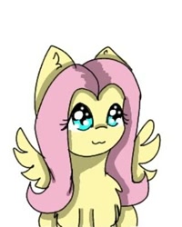 Size: 320x400 | Tagged: safe, alternate version, artist:izukliy, imported from derpibooru, fluttershy, pegasus, pony, chest fluff, female, mare, simple background, smiling, solo, white background