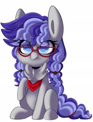 Size: 1552x2047 | Tagged: safe, artist:sakukitty, imported from derpibooru, oc, oc only, oc:cinnabyte, earth pony, pony, adorkable, angry, bandana, cinnabetes, clothes, cute, dork, earth pony oc, female, fluffy, glasses, mare, meganekko, scarf, scrunchy face, simple background, white background