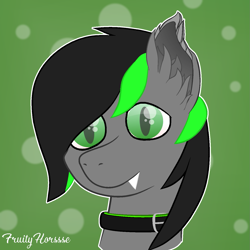 Size: 1419x1420 | Tagged: safe, artist:fruityhorssse, imported from derpibooru, oc, oc only, oc:cowwy, bat pony, pony, bat pony oc, bat wings, bust, collar, fluffy, solo, wings