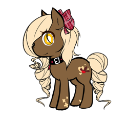 Size: 516x498 | Tagged: safe, artist:ad-opt, imported from derpibooru, oc, oc only, oc:robin melody, earth pony, pony, bow, collar, earth pony oc, female, hair bow, mare, simple background, smiling, transparent background