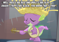 Size: 710x500 | Tagged: source needed, useless source url, safe, edit, edited screencap, editor:thor-disciple, imported from derpibooru, screencap, spike, zebra, simple ways, banjo, caption, cropped, image macro, johnny rebel, musical instrument, op is a duck, op is trying to start shit, out of character, racial slur, racism, singing, slur, song parody, text, zigger, ziggers