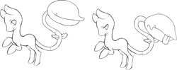 Size: 1466x582 | Tagged: safe, artist:ad-opt, imported from derpibooru, oc, oc only, monster pony, original species, piranha plant pony, plant pony, augmented tail, base used, fangs, lineart, monochrome, plant, rearing, tongue out