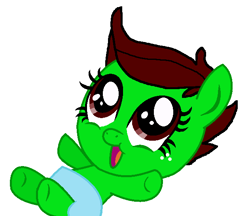 Size: 632x545 | Tagged: safe, artist:optimusv42, imported from derpibooru, oc, oc only, oc:jungle jewel, earth pony, pony, baby, cute, foal, friendship troopers, jungle pony, my little pony friendship troopers, simple background, solo, white background