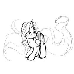 Size: 1000x1000 | Tagged: safe, artist:skulifuck, imported from derpibooru, oc, oc only, oc:penumbra, alicorn, pony, alicorn oc, female, horn, lineart, mare, monochrome, simple background, solo, white background, wings