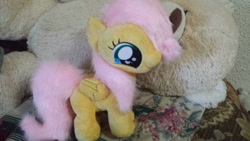 Size: 800x450 | Tagged: safe, artist:blackfreya, imported from derpibooru, fluttershy, pegasus, pony, eyelashes, female, heart eyes, irl, mare, photo, plushie, smiling, solo, wingding eyes