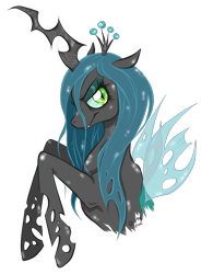 Size: 1000x1358 | Tagged: dead source, safe, artist:o-kamii, imported from derpibooru, queen chrysalis, changeling, female, simple background, solo, transparent background