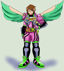 Size: 3897x4295 | Tagged: safe, artist:moderneddy01, imported from derpibooru, oc, oc only, oc:frost d. tart, human, clothes, cosplay, costume, humanized, kamen rider, kamen rider ex-aid, solo, winged humanization, wings