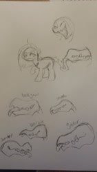 Size: 2322x4128 | Tagged: safe, artist:skulifuck, imported from derpibooru, oc, oc only, monster pony, original species, piranha plant pony, plant pony, augmented tail, fangs, lineart, open mouth, plant, raised hoof, tongue out, traditional art