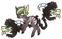 Size: 1019x640 | Tagged: safe, artist:skulifuck, imported from derpibooru, oc, oc only, monster pony, original species, piranha plant pony, plant pony, augmented tail, colored hooves, ear fluff, fangs, horn, male, multiple heads, plant, simple background, tongue out, transparent background