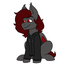 Size: 1600x1550 | Tagged: safe, artist:cinnerroll, imported from derpibooru, oc, oc only, bat pony, pony, clothes, hoodie, simple background, solo, transparent background