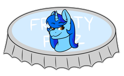 Size: 2764x1700 | Tagged: safe, artist:cinnerroll, imported from derpibooru, pony, unicorn, bottlecap, simple background, solo, transparent background