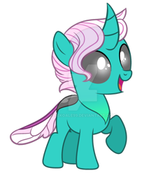 Size: 1024x1083 | Tagged: safe, artist:aresshia, artist:frostybases, imported from derpibooru, oc, oc only, oc:minty leaf, changeling, changepony, hybrid, unicorn, base used, deviantart watermark, gray eyes, interspecies offspring, not lyra, not minty pie, obtrusive watermark, offspring, parent:oc:chris, parent:oc:colarus bitterhoof, parents:oc x oc, simple background, transparent background, watermark