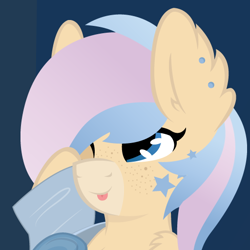 Size: 512x512 | Tagged: safe, artist:atg, imported from derpibooru, oc, oc:aurora, earth pony, pony, ear piercing, piercing, rubbing eyes, tongue out