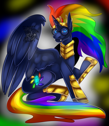 Size: 2658x3068 | Tagged: safe, artist:sapphirus, imported from derpibooru, oc, oc only, alicorn, pony, alicorn oc, armor, commission, glasses, horn, king, male, parent:king sombra, solo, stallion, wings
