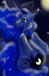 Size: 914x1423 | Tagged: safe, artist:iveory, imported from derpibooru, princess luna, alicorn, pony, female, full moon, mare, moon, night, sitting, solo, wings